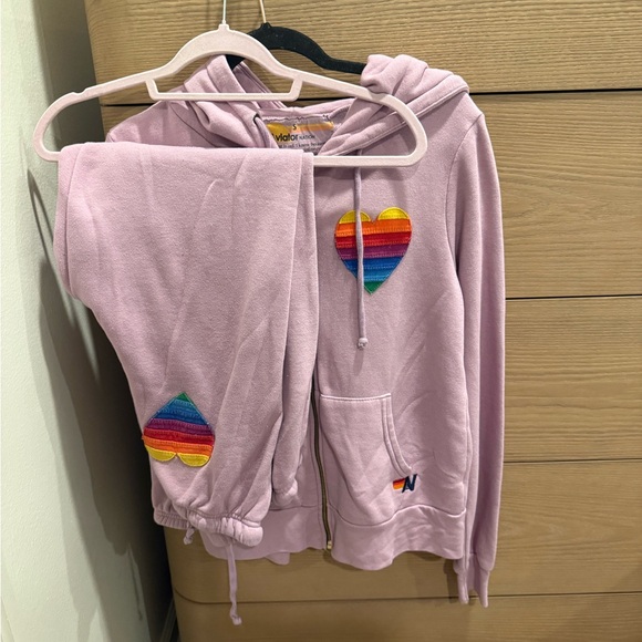 Aviator Nation Tops - Aviator Nation Pink Hoodie with Rainbow Heart
